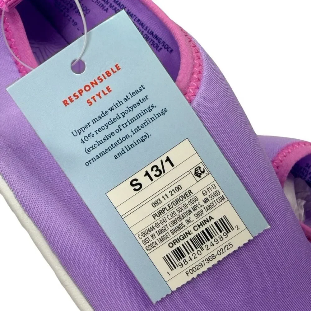Cat & Jack Girls Grover Slip-On Water Shoes - Size Small (13 / 1) - Purple